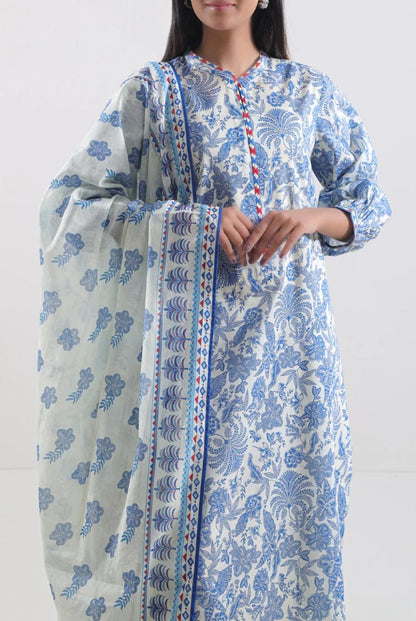 Cream | Saya 3pc Unstitched Lawn Suit
