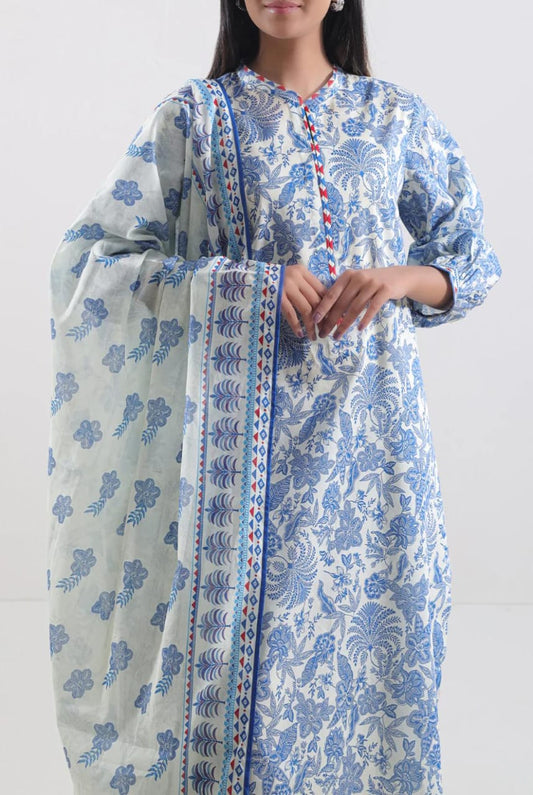 Cream | Saya 3pc Unstitched Lawn Suit