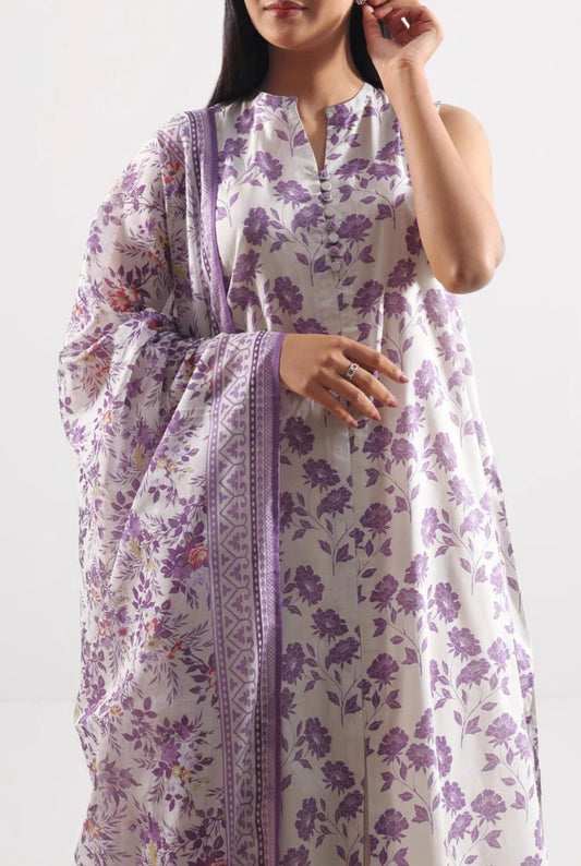 Lavendar | Saya 3pc Unstitched Lawn Suit