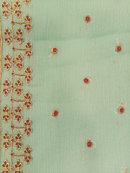 Light Sea Green | Luxury Chiffon Embroidered