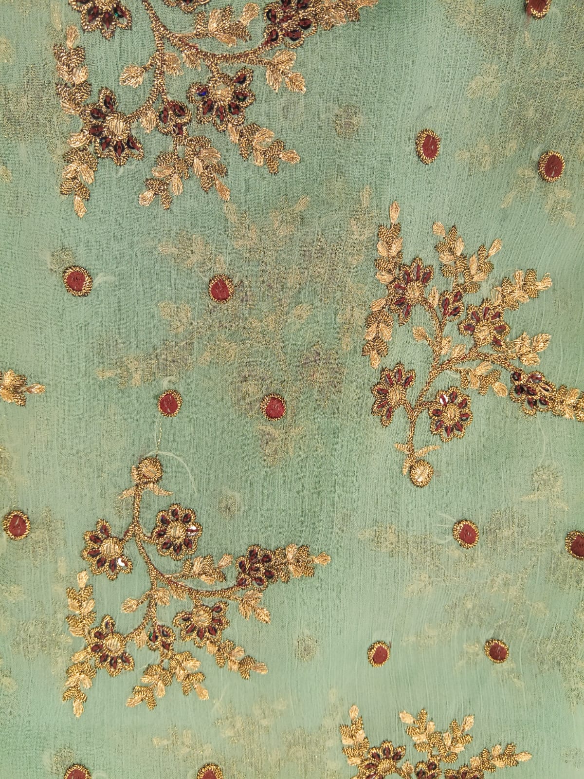 Light Sea Green | Luxury Chiffon Embroidered