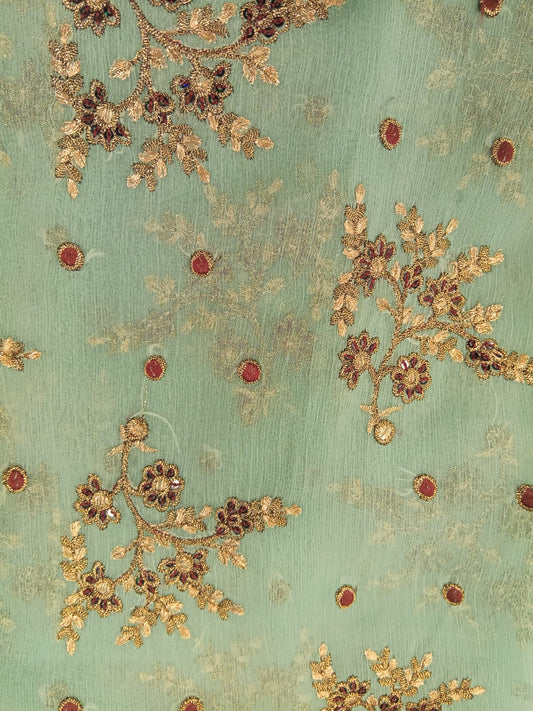 Light Sea Green | Luxury Chiffon Embroidered