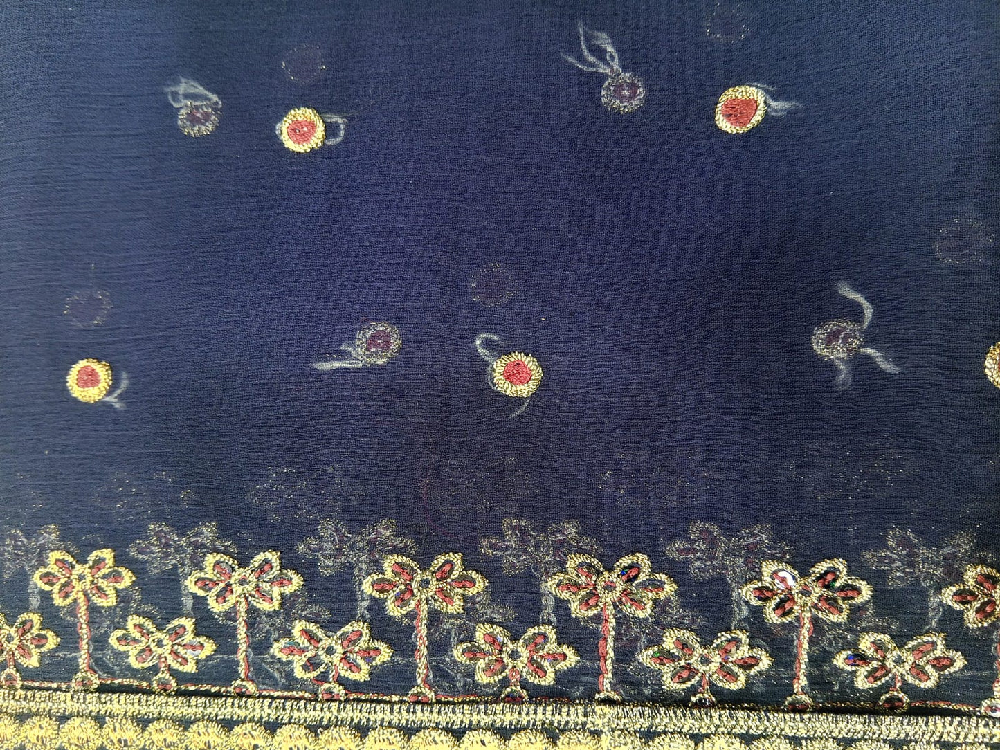 Navy Blue | Luxury Chiffon Embroidered