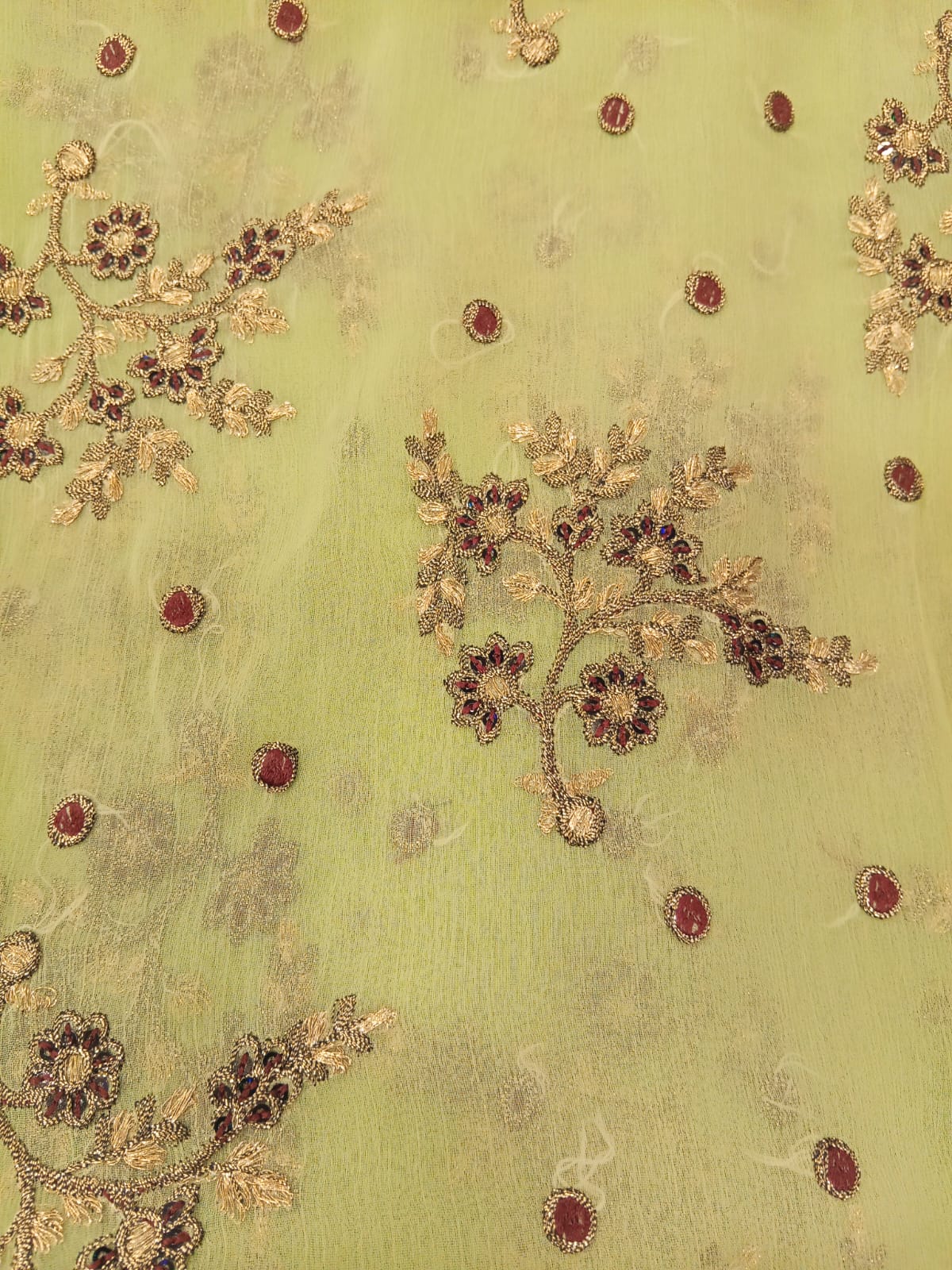 Pistachio Green | Luxury Chiffon Embroidered