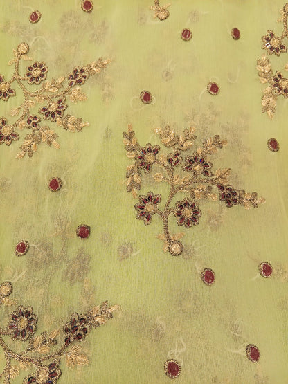 Pistachio Green | Luxury Chiffon Embroidered