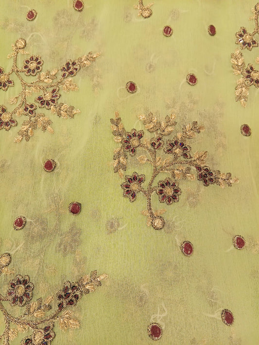Pistachio Green | Luxury Chiffon Embroidered