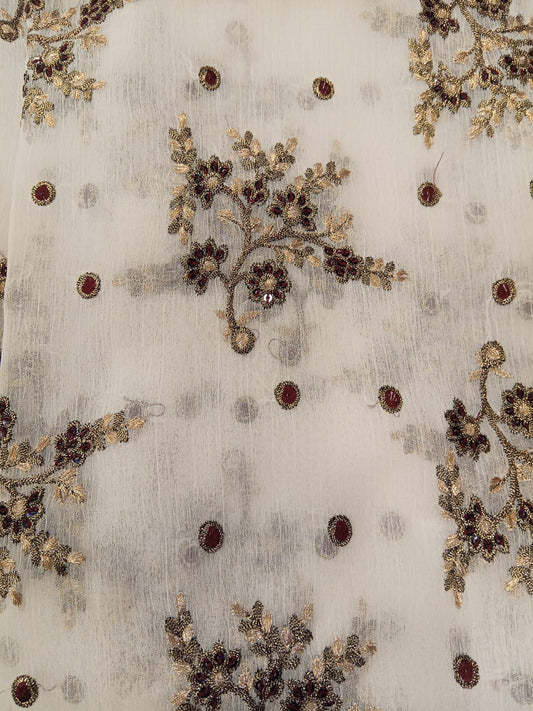 Off White | Luxury Chiffon Embroidered