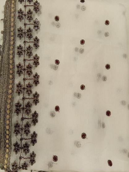 Off White | Luxury Chiffon Embroidered
