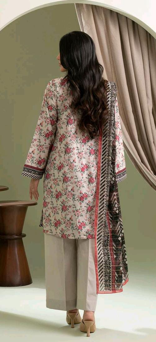 Light Grey Zellbury 3pc Unstitched Lawn Suit – Stylish Pakistani Lawn Outfit 2025