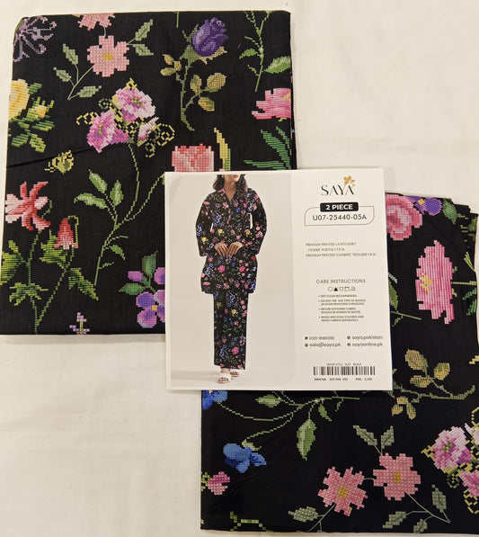 Black | Saya 2PC Unstitched Lawn Suit