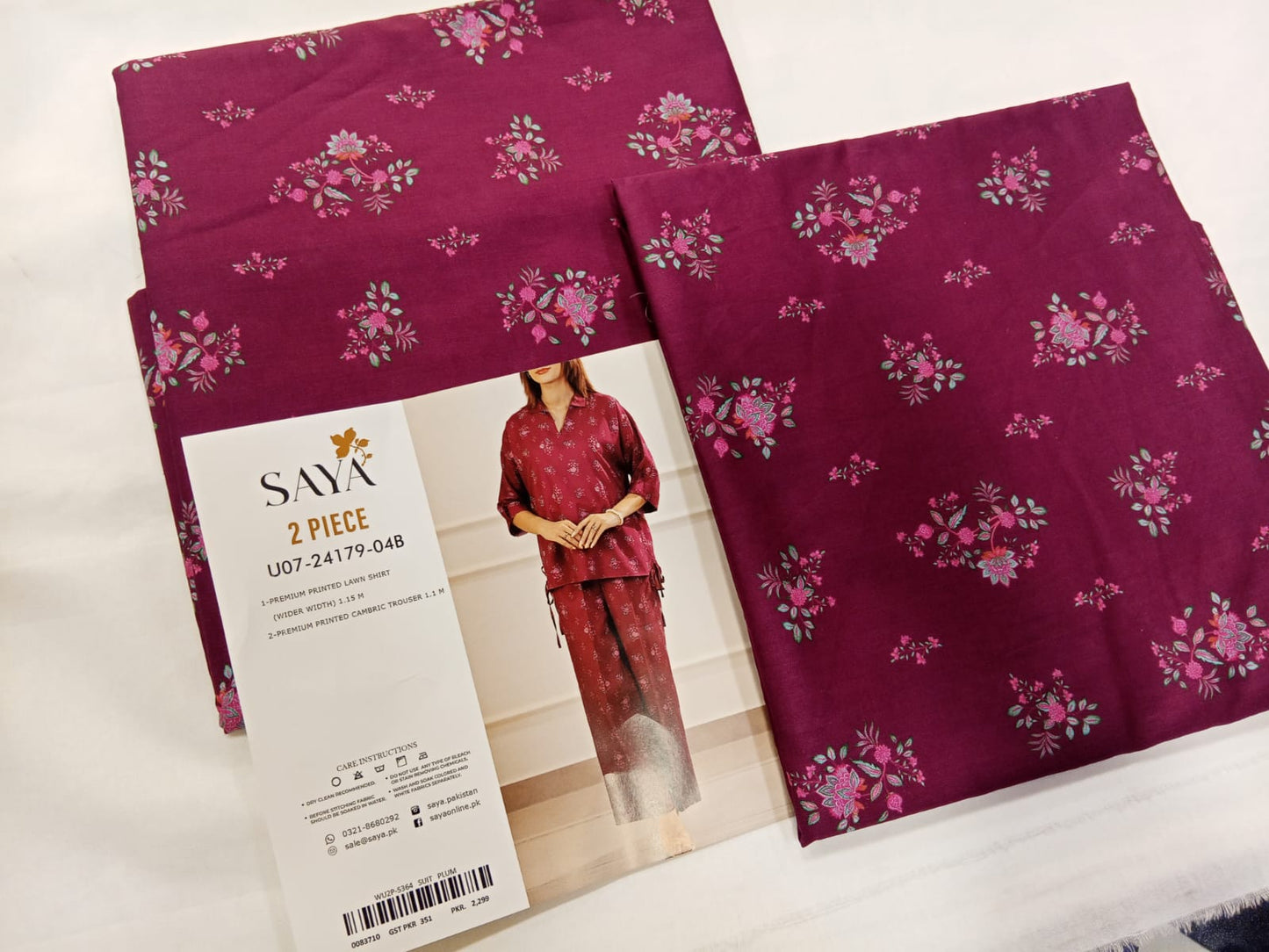 Plum | Saya 2PC Unstitched Lawn Suit