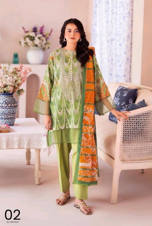 Gull BAHAR 3pc Unstitched Lawn Collection - Green