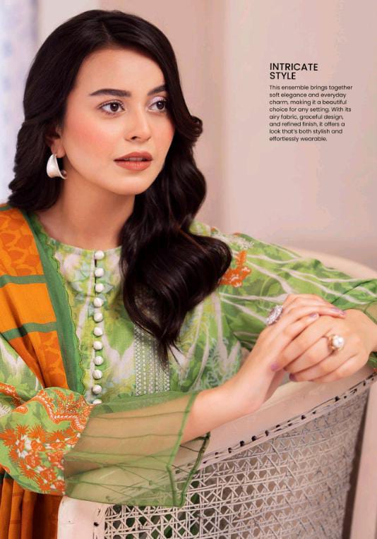 Gull BAHAR 3pc Unstitched Lawn Collection - Green