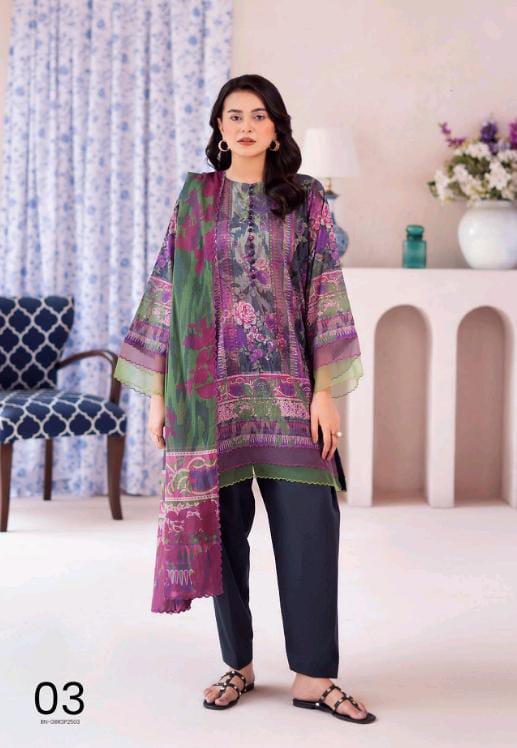 Gull BAHAR 3pc Unstitched Lawn Collection - Black