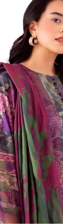 Gull BAHAR 3pc Unstitched Lawn Collection - Black