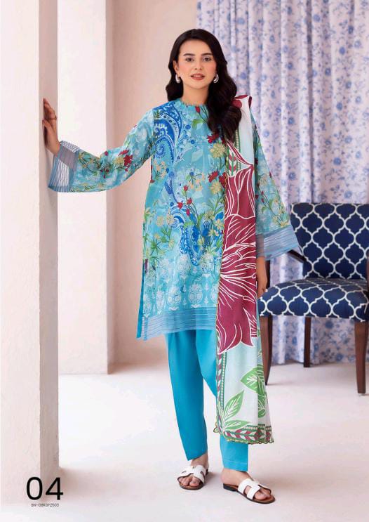 Gull BAHAR 3pc Unstitched Lawn Collection - Sky Blue