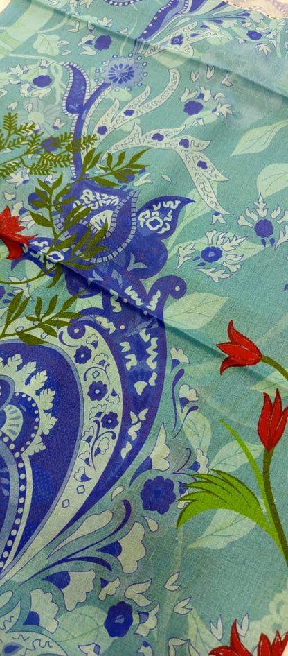 Gull BAHAR 3pc Unstitched Lawn Collection - Sky Blue