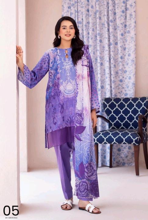 Gull BAHAR 3pc Unstitched Lawn Collection - Purple