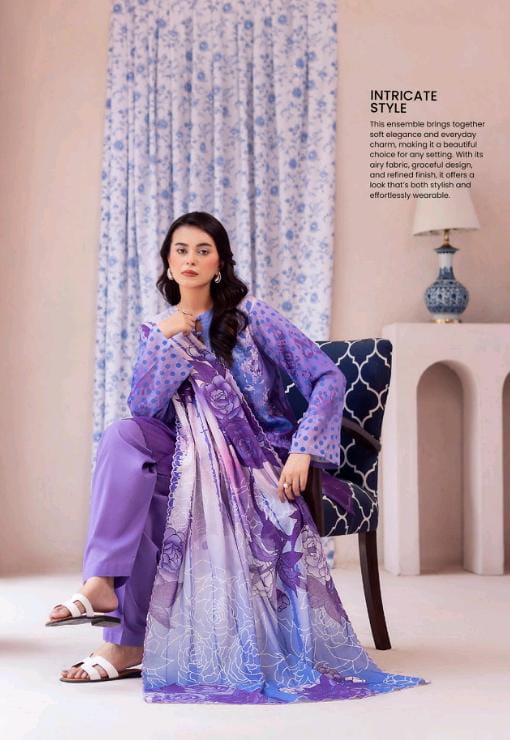 Gull BAHAR 3pc Unstitched Lawn Collection - Purple