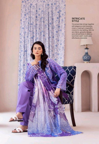 Gull BAHAR 3pc Unstitched Lawn Collection - Purple