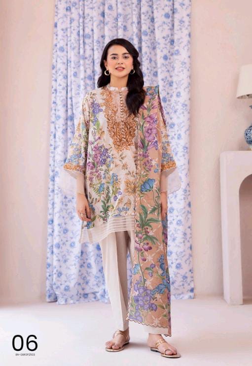 Gull BAHAR 3pc Unstitched Lawn Collection - Beige