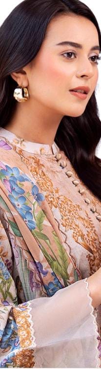 Gull BAHAR 3pc Unstitched Lawn Collection - Beige