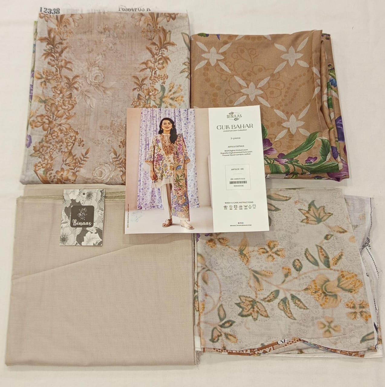 Gull BAHAR 3pc Unstitched Lawn Collection - Beige