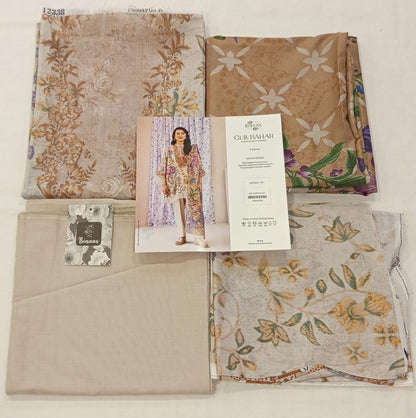 Gull BAHAR 3pc Unstitched Lawn Collection - Beige