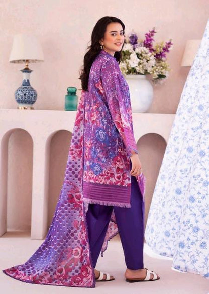 Gull Bahar by Binaas 3pc Unstitched Lawn Collection – Plum Purple