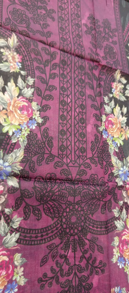 Gull Bahar by Binaas 3pc Unstitched Lawn Collection – Dark Deep Purple