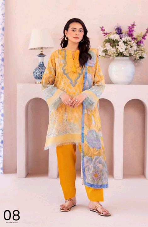 Gull Bahar by Binaas 3pc Unstitched Lawn Collection – Bright Yellow