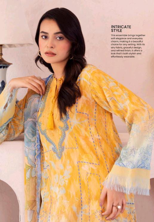 Gull Bahar by Binaas 3pc Unstitched Lawn Collection – Bright Yellow