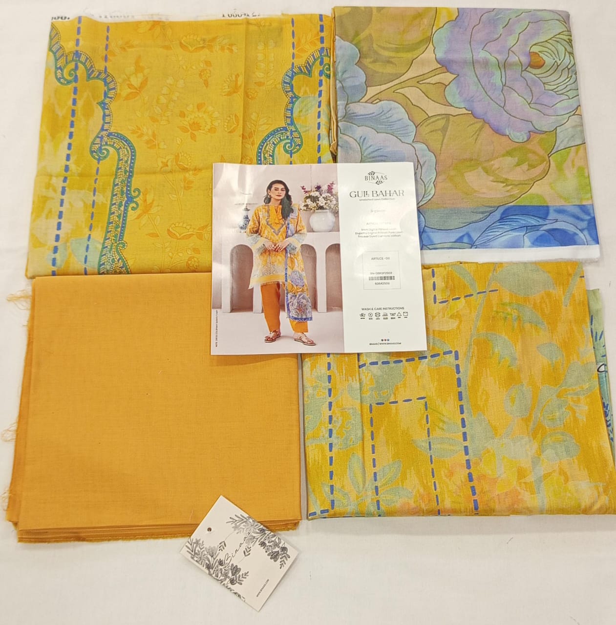 Gull Bahar by Binaas 3pc Unstitched Lawn Collection – Bright Yellow
