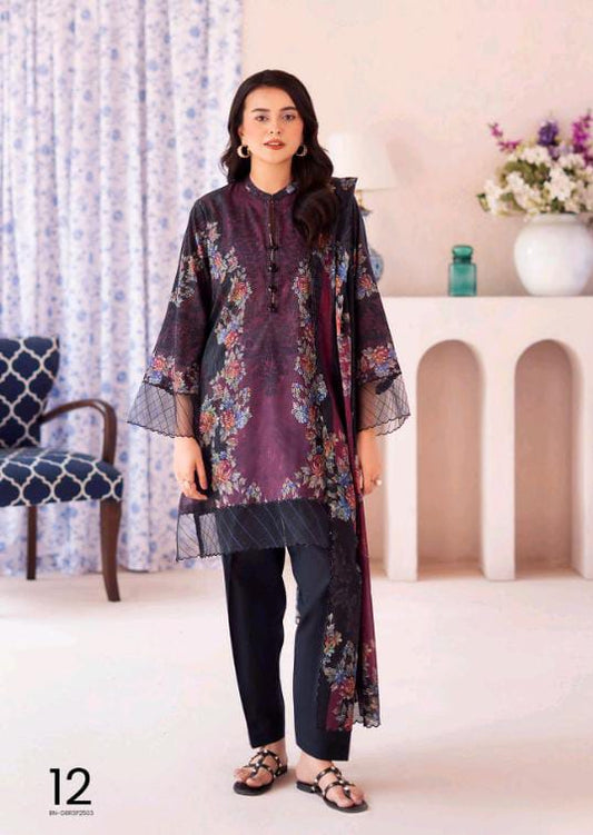 Gull Bahar by Binaas 3pc Unstitched Lawn Collection – Dark Deep Purple