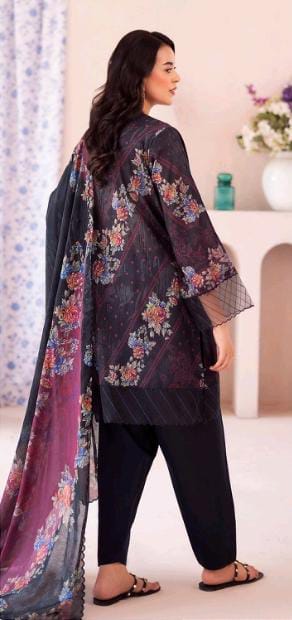 Gull Bahar by Binaas 3pc Unstitched Lawn Collection – Dark Deep Purple