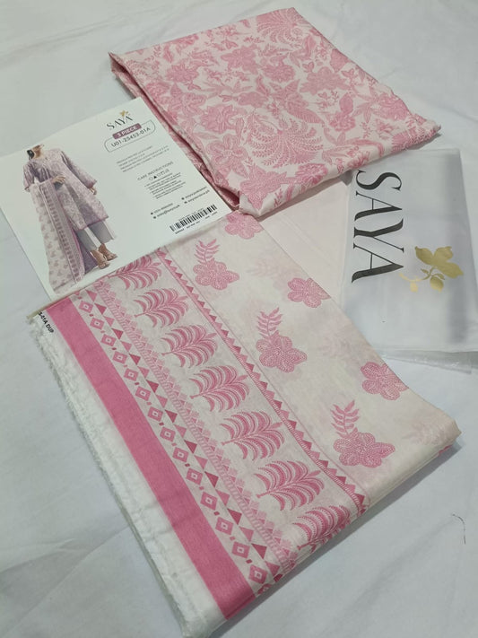 Ivory | Saya 3pc Unstitched Lawn Suit