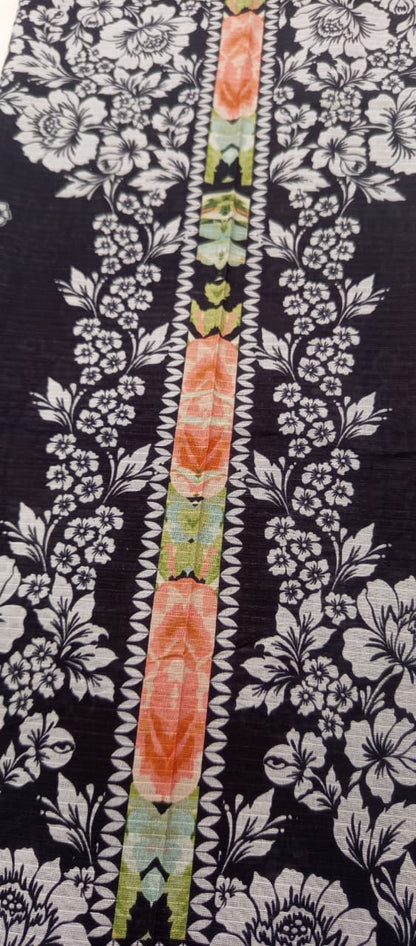 Black |Ethnc 3pc Unstitched Doriya Lawn Suit