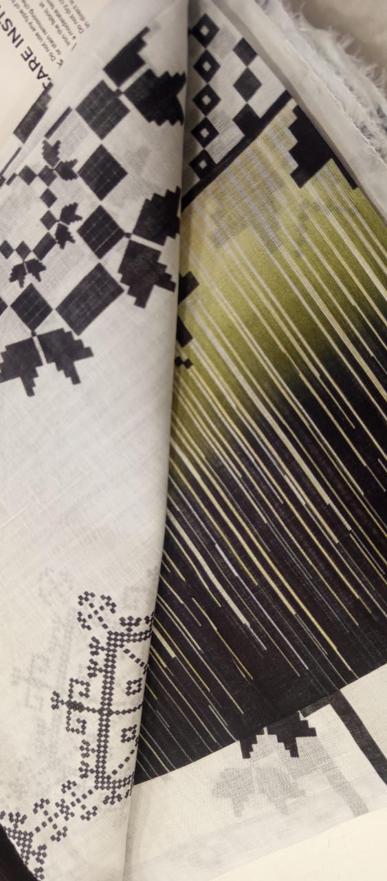 Jet Black |Ethnc 3pc Unstitched Doriya Lawn Suit