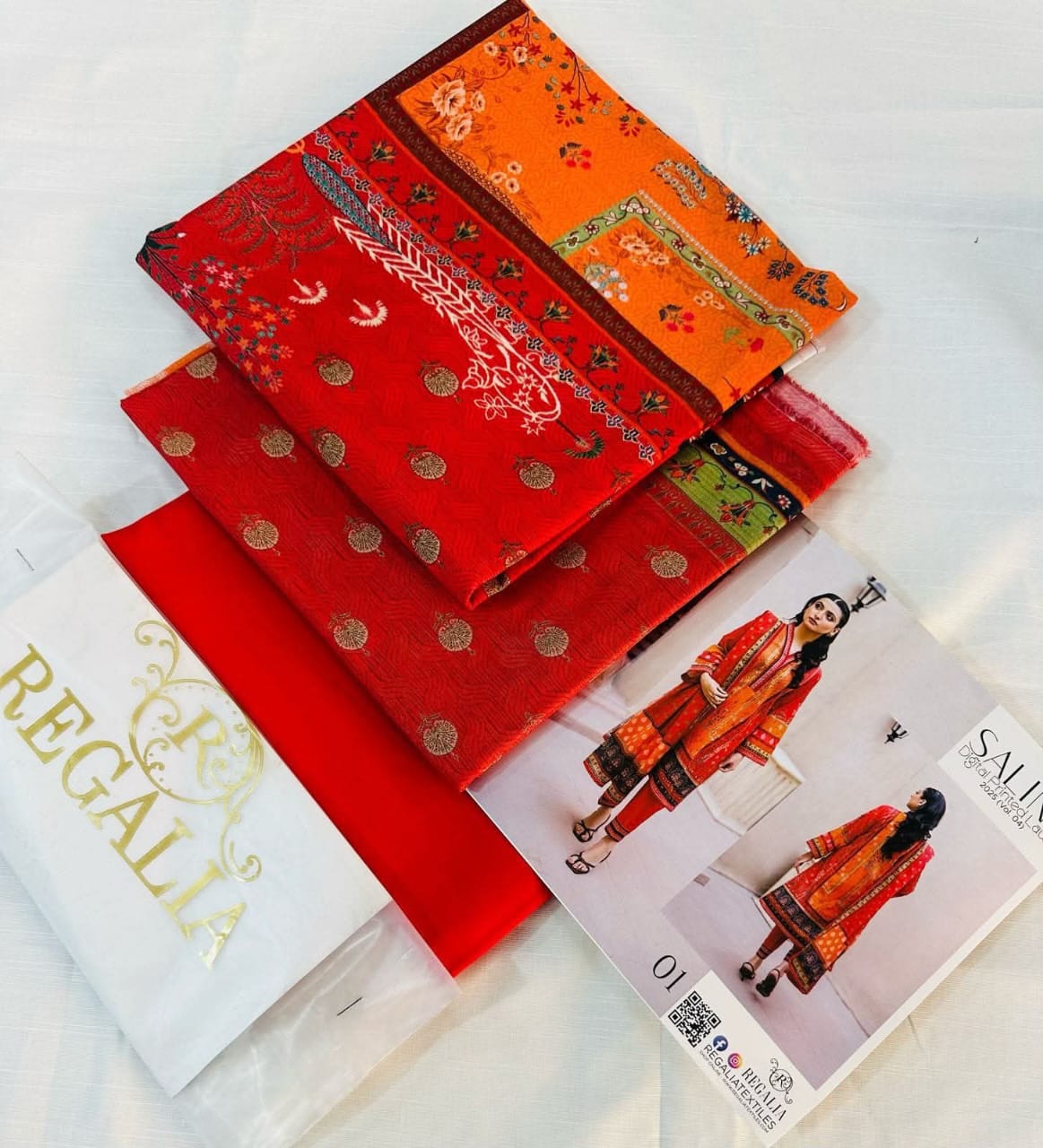 Orange | Salina 3pc Unstitched Lawn Collection