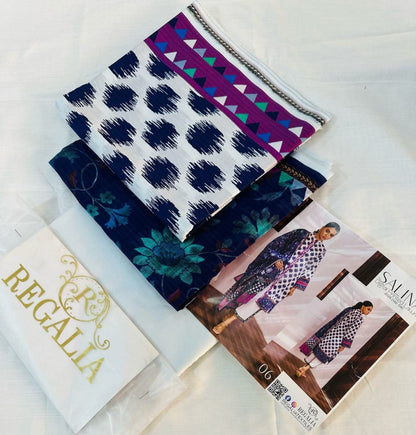 White | Salina 3pc Unstitched Lawn Collection