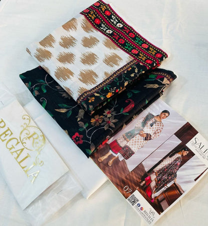 White | Salina 3pc Unstitched Lawn Collection