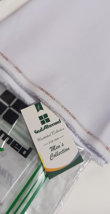 White | Gul Ahmed Men's Unstitched Soft Cotton