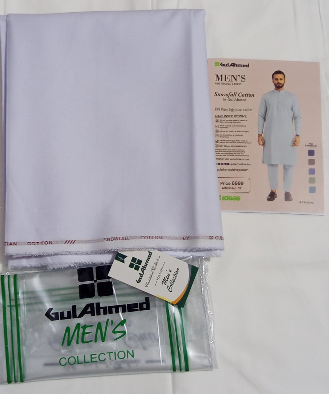 White | Gul Ahmed Men's Unstitched Soft Cotton