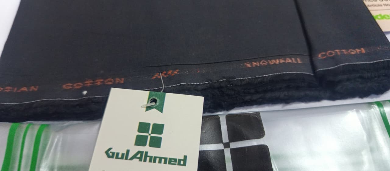 Black | Gul Ahmed Men's Unstitched Soft Cotton