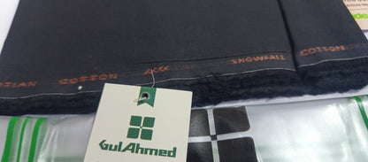 Black | Gul Ahmed Men's Unstitched Soft Cotton
