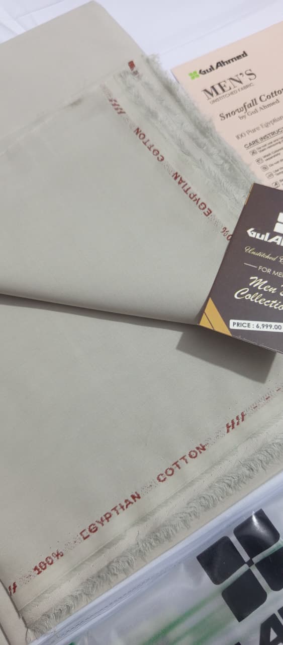 Light Greenish Grey | Gul Ahmed Men's Unstitched Soft Cotton