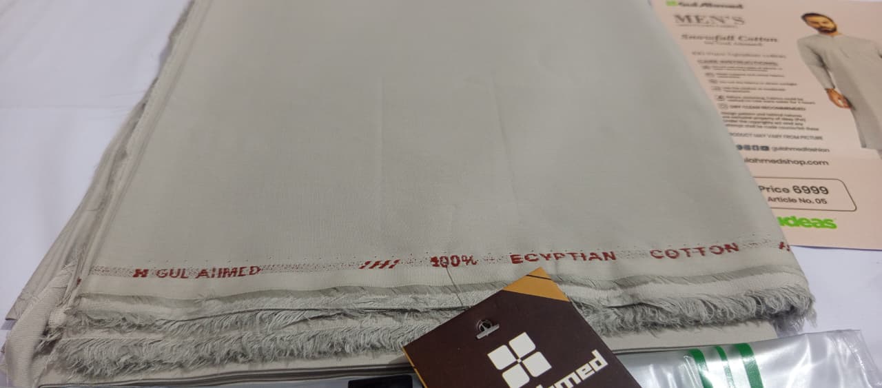 Light Greenish Grey | Gul Ahmed Men's Unstitched Soft Cotton