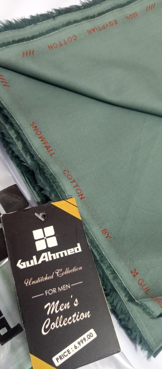 Light Teal | Gul Ahmed Men's Unstitched Soft Cotton