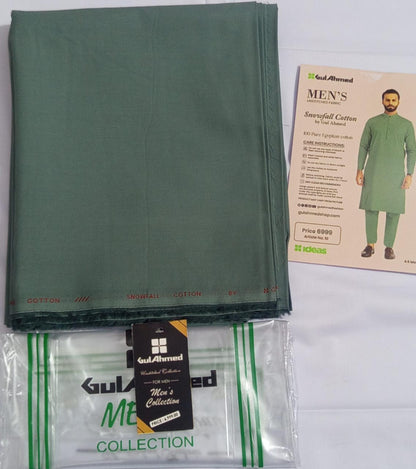 Light Teal | Gul Ahmed Men's Unstitched Soft Cotton