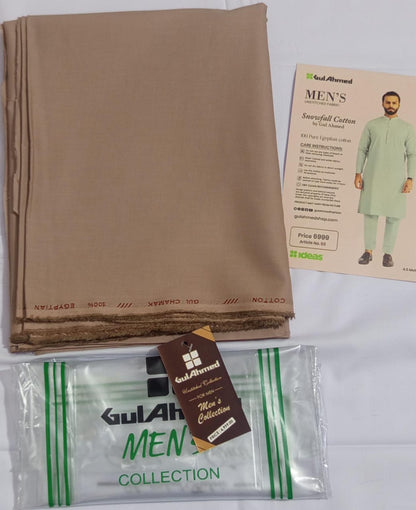 Light Brown | Gul Ahmed Men's Unstitched Soft Cotton